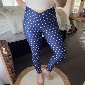 Beach Riot Blue Polka Dot Criss Cross Leggings